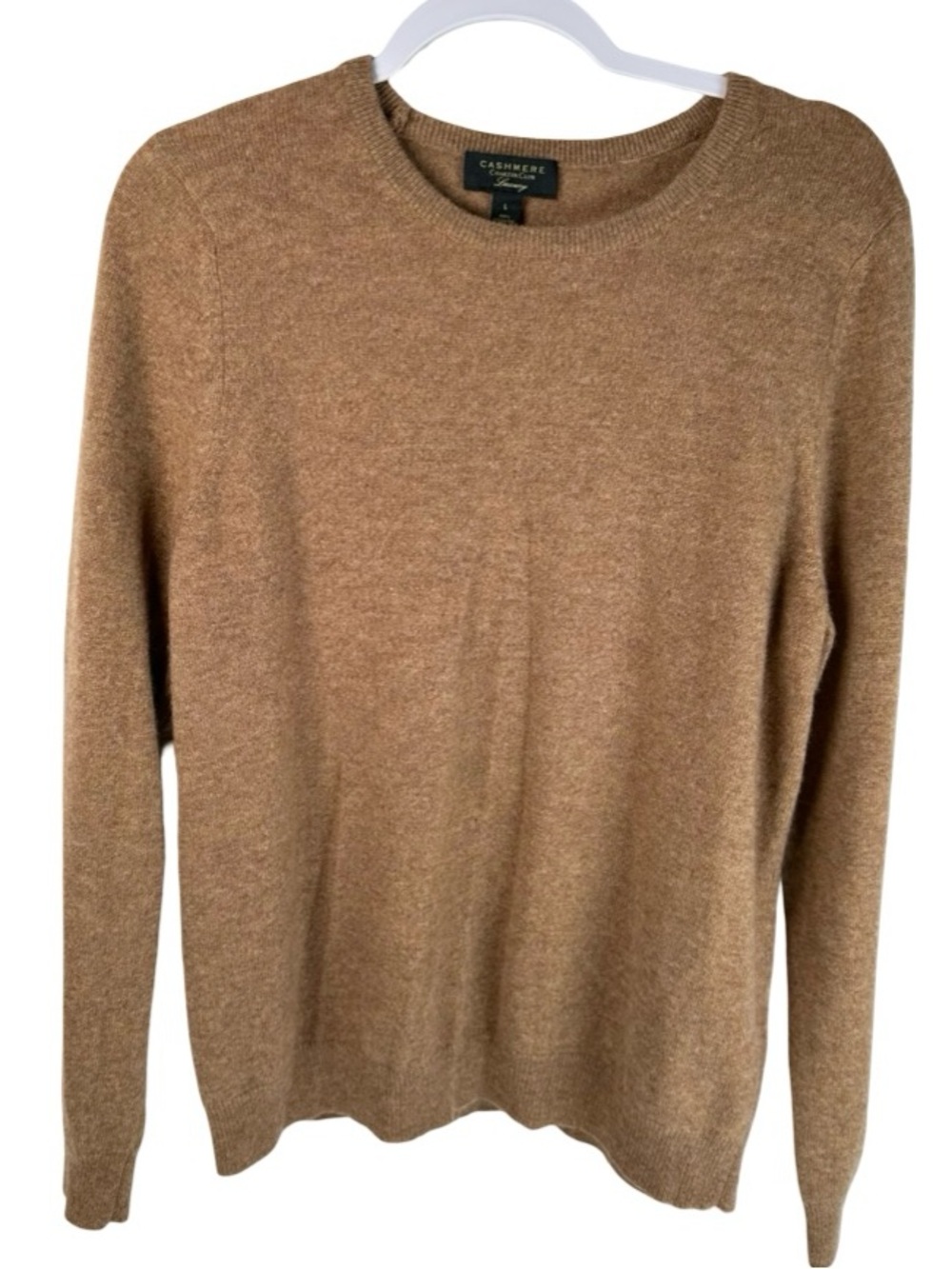 Charter club 100% Cashmere Long Sleeve taupe brown Crewneck sweater large
